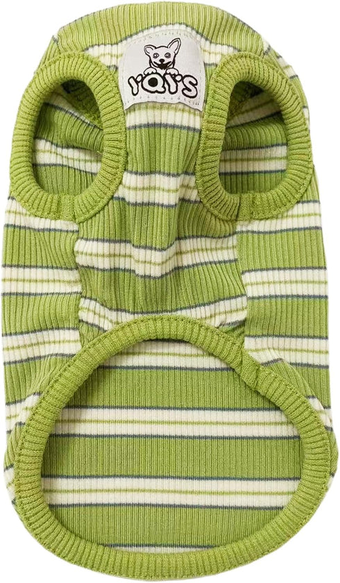 YQYS Dog Shirts, Multi-color Striped Cotton Vest for Small Dogs and Cats, Tank Top for Chihuahua, Green Small