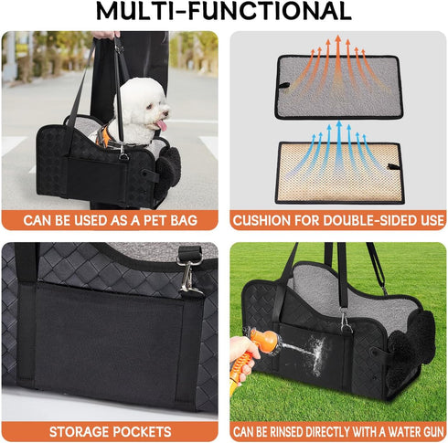TKYZ Center Console Dog Car Seat,Pet Puppy Car Seat,Middle Console Dog Armrest Booster Seat for Small Dogs(Leather
