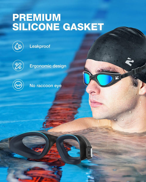 ZIONOR G1 Lite Swim Goggles with Swim Cap, Comfortable Anti-fog Swimming Goggles Cap Set