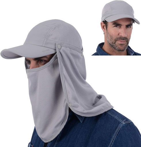 USHAKE Fishing Hat Sun Cap Baseball Cap with Face Neck Cover Flap