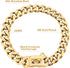 BAOBOTE 15MM Gold Stainless Steel Dog Collar, Cuban Link Chain Heavy Duty Chew Proof Training Collar (24" Gold)