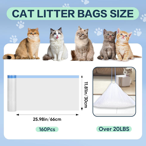 NXPPYY 160 Count 25.98" 11.81" Cat Litter Box Liners Compatible with Cumrige & Fsitego & Fumoi Self Cleaning Litter