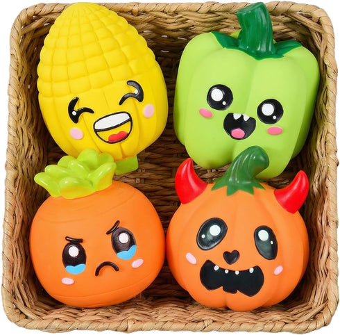 Squeaky Pet Toys Set, Natural Latex Rubber, Interactive Vegetable Shape with Cute