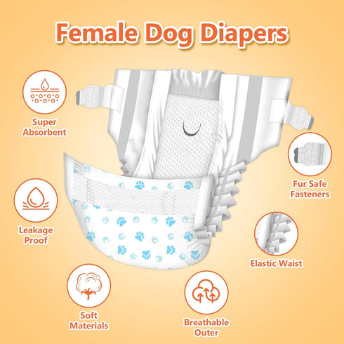 36pcs Pet Soft Dog Diapers Female - Disposable Puppy Diapers, Cat Diaper XXSmall