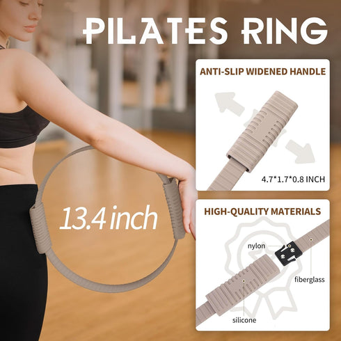 13.5" Set Wavar Pilates Essentials Kit for Women Pilates Equipment with Magic Circle Mini Ball Resistance Band Premium