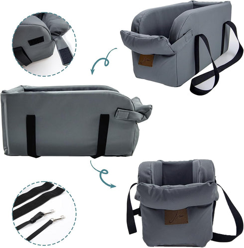 Centre Console Dog Car Seat, Booster Seat for Small Dogs and Cats, Pets Up to 22lbs