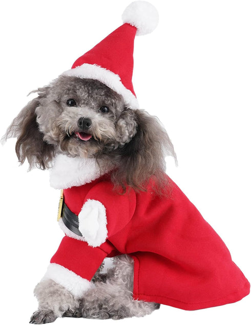 Mogoko Dog Cat Christmas Santa Claus Costume, Funny Pet Cosplay Outfits with Cap for Xmas (XL Size)