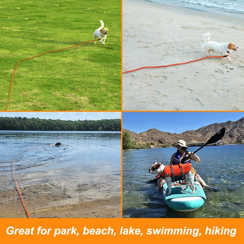 Vivifying Floating Long Dog Leash, 20FT Lightweight Training Leash with Comfortable Handle for Hiking, Swimming, Beach