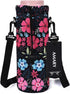 1000ML 34OZ (Flowers-1) AMARY Neoprene Water Bottle Carrier Bag with Adjustable Shoulder Strap,Insulated Water Bottle