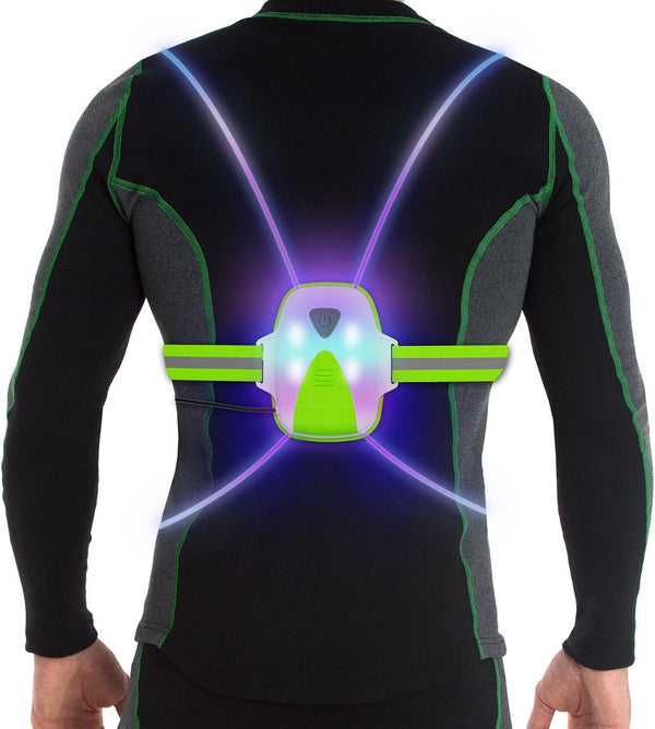 LED Reflective Running Vest Lights, USB Rechargeable Safety Night Lights for Men/Women, Three Light Modes with 7 Colors