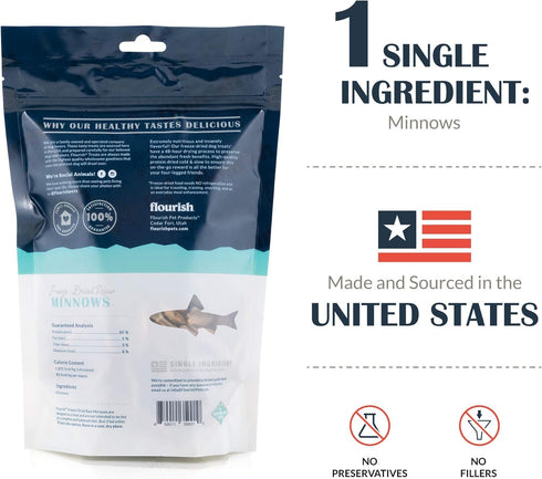 Flourish Pets Freeze-Dried Raw Pet Treats, Raw Minnow Chews, 1 Oz