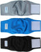 Teamoy Reusable Wrap Diapers for Male Dogs - Washable Puppy Belly Band Pack of 3 (XS, 7"-9" Waist, Black, Gray, Lake