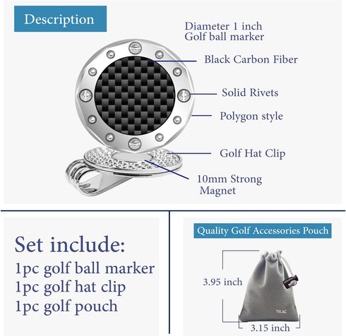 Golf Ball Marker with Carbon Fiber Bracelet - Golf Accessories and Gifts for Men and Women, Golf Counter