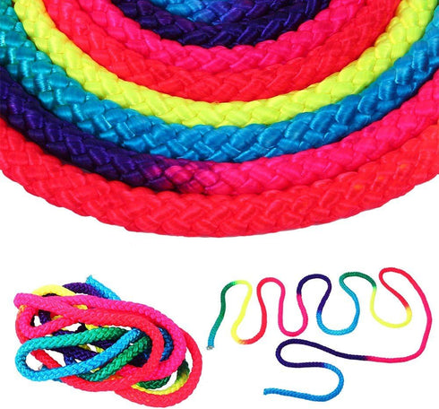 Gymnastics Art Rope, 2.8m/110inch Solid Nylon Rainbow Color Rhythmic Gymnastics Rope for Competition Arts Training