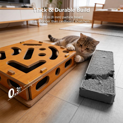 SDALU Cat Nail File Scratcher, Cat Claw Saver Box with Replaceable Sandpaper, Stress-Free Nail Care, Interactive Maze