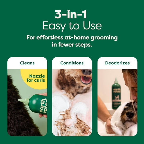 3-in-1 98.5% 16 oz Earth Rated Dog Detangler Shampoo & Conditioner, Hypoallergenic for Dogs & Puppies, Deodorizing