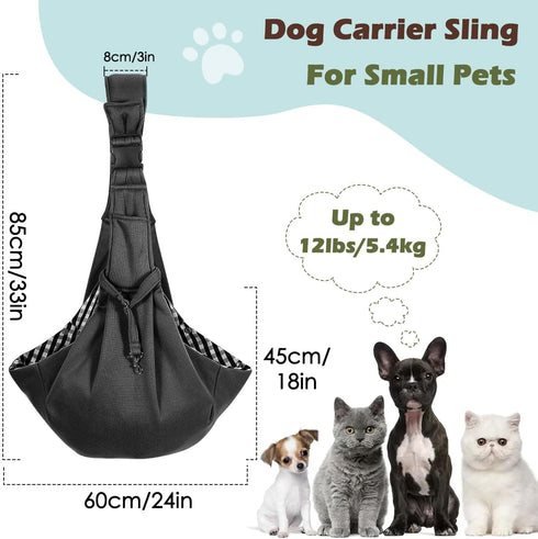 Pawaboo Dog Sling Carrier for Small Dogs, Reversible Hands Free Carrier Sling with Adjustable Strap and Safety Leash