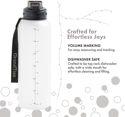 GRANDTIES Sports Tritan Plastic Water Bottle with Straw, Leakproof BPA Free, Dishwasher Safe for Gym and Outdoor
