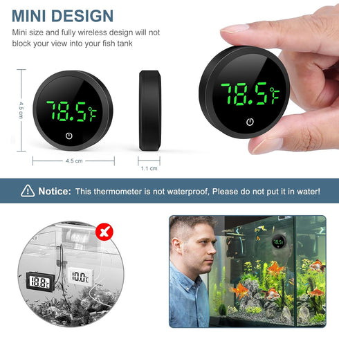 Ankilo 5S 1F, Upgraded Aquarium Thermometer, Refresh Speed, Digital Fish Tank Thermometer LED Display Stick-on