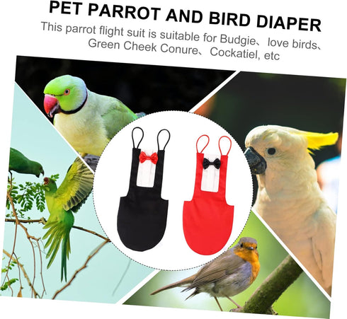 6pcs BESPORTBLE Washable Bird Diaper Suit Bowtie for Parrots Reusable Pet Diaper for Cockatiels Conures Soft