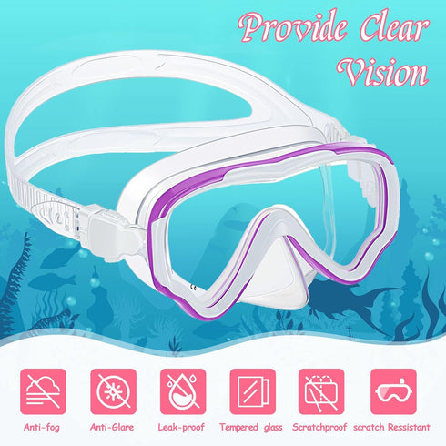 Yexiya 3 Pack Kids Swim Goggles, Silicone Anti Fog Diving Mask with Nose Cover for 6-14 Boys Girls Youth
