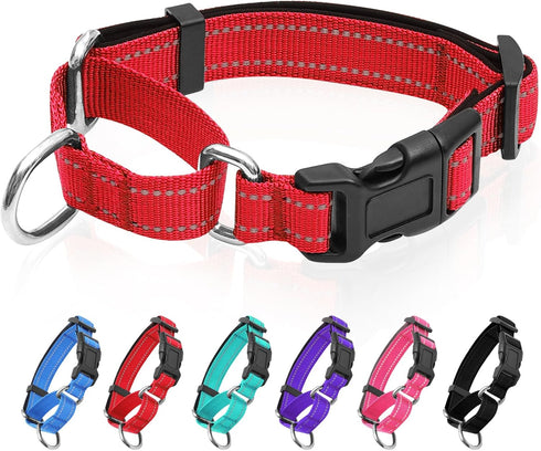 Reflective Martingale Dog Collars with Quick Release Buckle, Adjustable Soft Padded Breathable Nylon Collar for Small