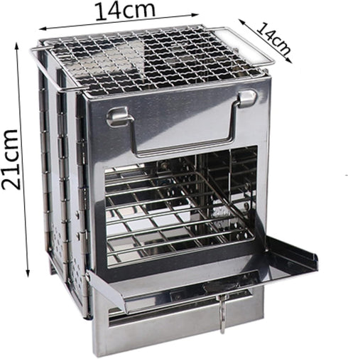 Portable Camping Stove & Grill - Foldable Alcohol/Charcoal/Twig Wood Campfire (Small)