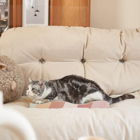 Cat Scratching Board, Cardboard Cat Scratchers for Indoor Cats, Reversible Large Wide with Catnip (2pcs)