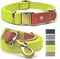 QRDA Dog Collar and Leash Set, Fluorescent Yellow Adjustable Durable Nylon for Small/Medium/Large Dogs