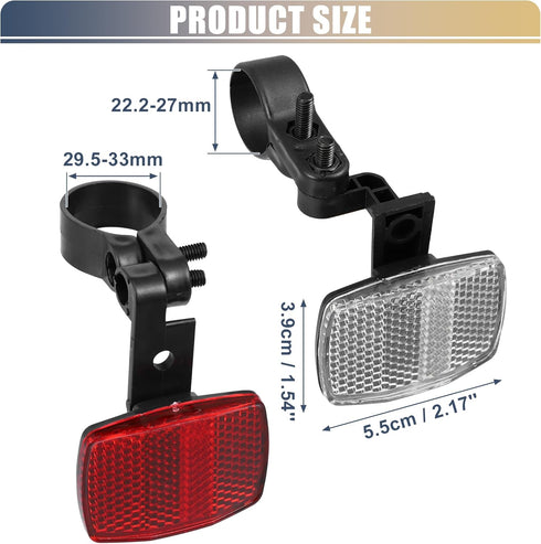 X AUTOHAUX 4pcs Bicycle Front Rear Reflector Kit, Mountain Bike Safety Warning Reflectors for Night Cycling