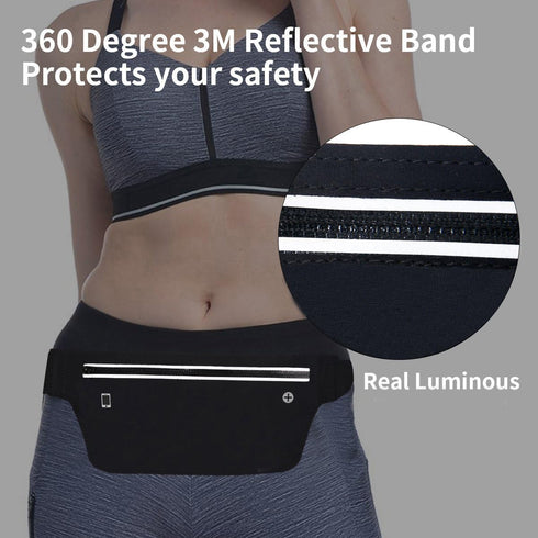 Waterproof Fanny Pack for Women, Adjustable Running Belt Waist Pack Slim Expandable Pocket Belt, Black