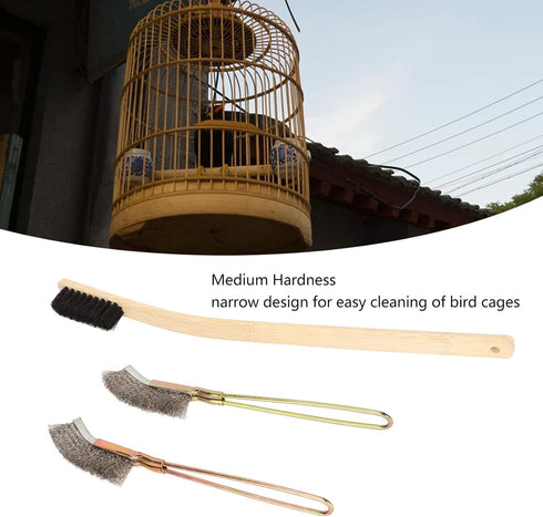 Pssopp 3Pcs Bird Cage Brush, Long Handle Pet Cage Brush Accessories for Small Animals