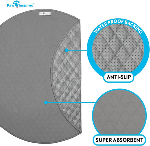 48 Inch Paw Inspired Round Playpen Mat, Super Absorbent Fleece Cage Liner with Non-Slip Bottom, Waterproof Pet Play Pen