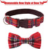 Malier Christmas Classic Plaid Dog Collar with Bow Tie, Adjustable Buckle for Small Medium Large Pets