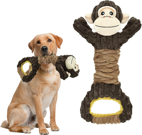 Vehomy Dog Squeaky Toy, Gorilla Shaped Plush Toy for Aggressive Chewers, Tug of War Interactive Toy for All Dogs