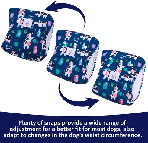 3pcs Pack KDM06XL CuteBone Washable Dog Diapers Male with Snaps Reusable a Doggie Belly Band for Male Dogs Wraps