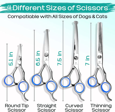 Pawtrim 6 1 4CR Professional Pet Grooming Kit in Dog Grooming Scissors Kit - Dog & Cat Grooming Supplies - Adjustable