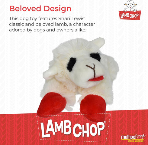 Multipet Lamb Chop Dog Plush Toy, Squeaky Toy for All Dogs, Extra Soft Plush, 6", Cream