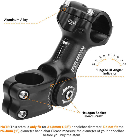 Himiway Bike Stem 110mm Adjustable MTB Stem, Aluminum Alloy Bicycle Handlebar Stem Extender Riser for Most Mountain