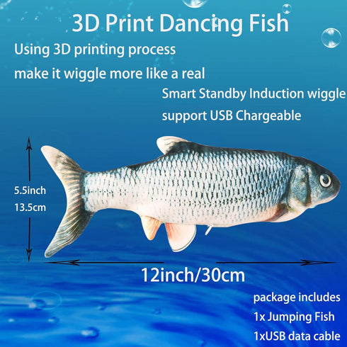 Flopping Fish Electric Moving Dog Fish Toy,Realistic Flopping Fish Rocking Dog Toy, Dog Toys Interactive Pet Toys for Dog Exercise,Small and Medium Dog Floppy Fish Dog Chew Toy