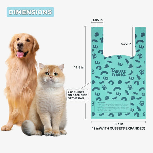 Doggy(360 Count 1.1 Cat Litter Disposal Bags and Dog Poop Bags with Handle,Cornstarch Based Extra Thick and Guaranteed