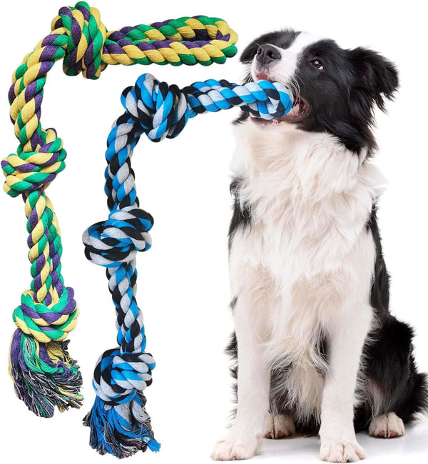 Dog Rope Toys for Medium Large Breed - 100% Indestructible Cotton Chew Toys for Aggressive Chewers