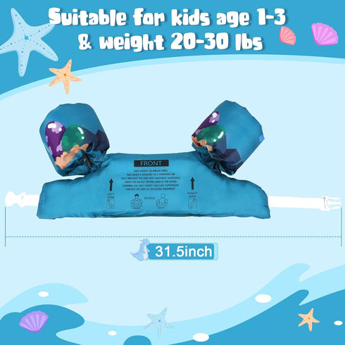 Toddler Swim Vest for 20-30+ lbs Kids, Baby Swim Floaties, Puddle Pool Jumper for 1-3 Years