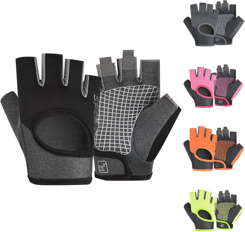 generic Workout Gloves for Men, Nonslip Durable Lightweight Glove with Palm Protection,Thick Fingerless Breathable Gym
