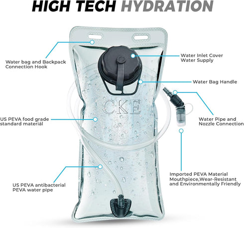 Hydration Backpack with 2L Bladder - Water Pack for Men Women Kids for Running Hiking Biking
