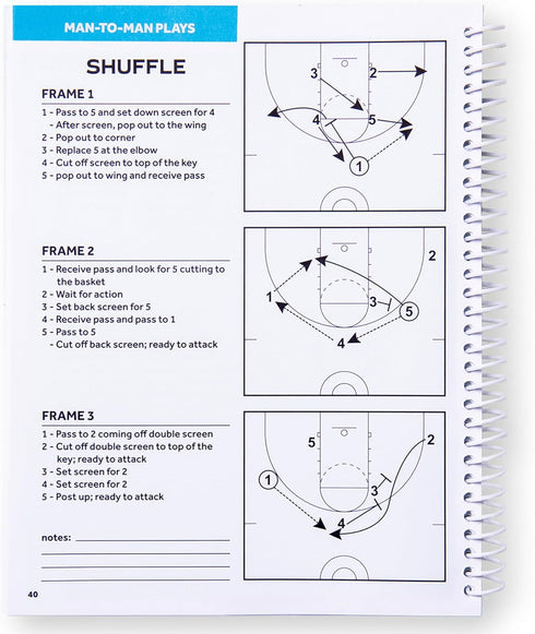100+ Murray Sporting Goods Basketball Playbook - Coaches Journal Notebook with Over Plays - Perfect Coaching Equipment