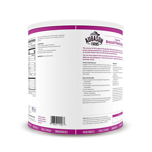 34 30 Freeze Dried Broccoli Florets and Stems Emergency Food Supply, Servings, Year Shelf Life, Good Source of Vitamin
