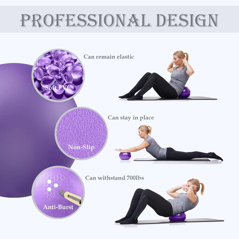 Soft Pilates Ball 9 Inch, Ideal for Physical Therapy, Yoga, Core Medicine, Mini Rubber Fitball