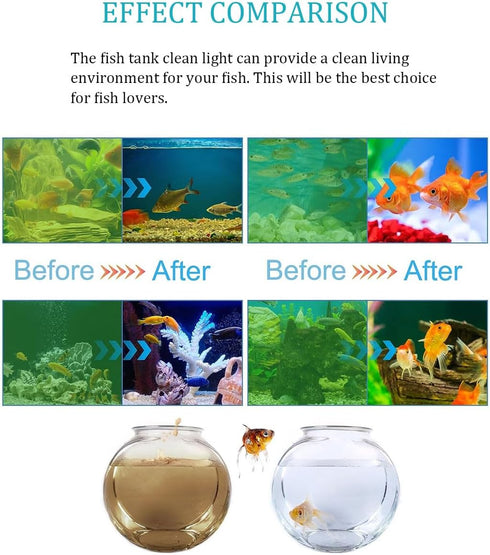 Aquarium Clean Light, 9W Submersible Light with Timer for Fish Tank, Waterproof Lamp for Sump Pool