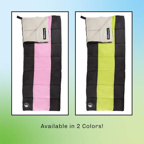 Kids Sleeping Bag Collection, Lightweight with Carrying Bag and Compression Straps for Camping